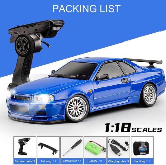 Oranwin LDRC LD1899 1/18 RC Drift Car GTR R34 2.4GHz RWD with Gyroscope on-Road Alloy Body Shell Racing Cars Radio Control