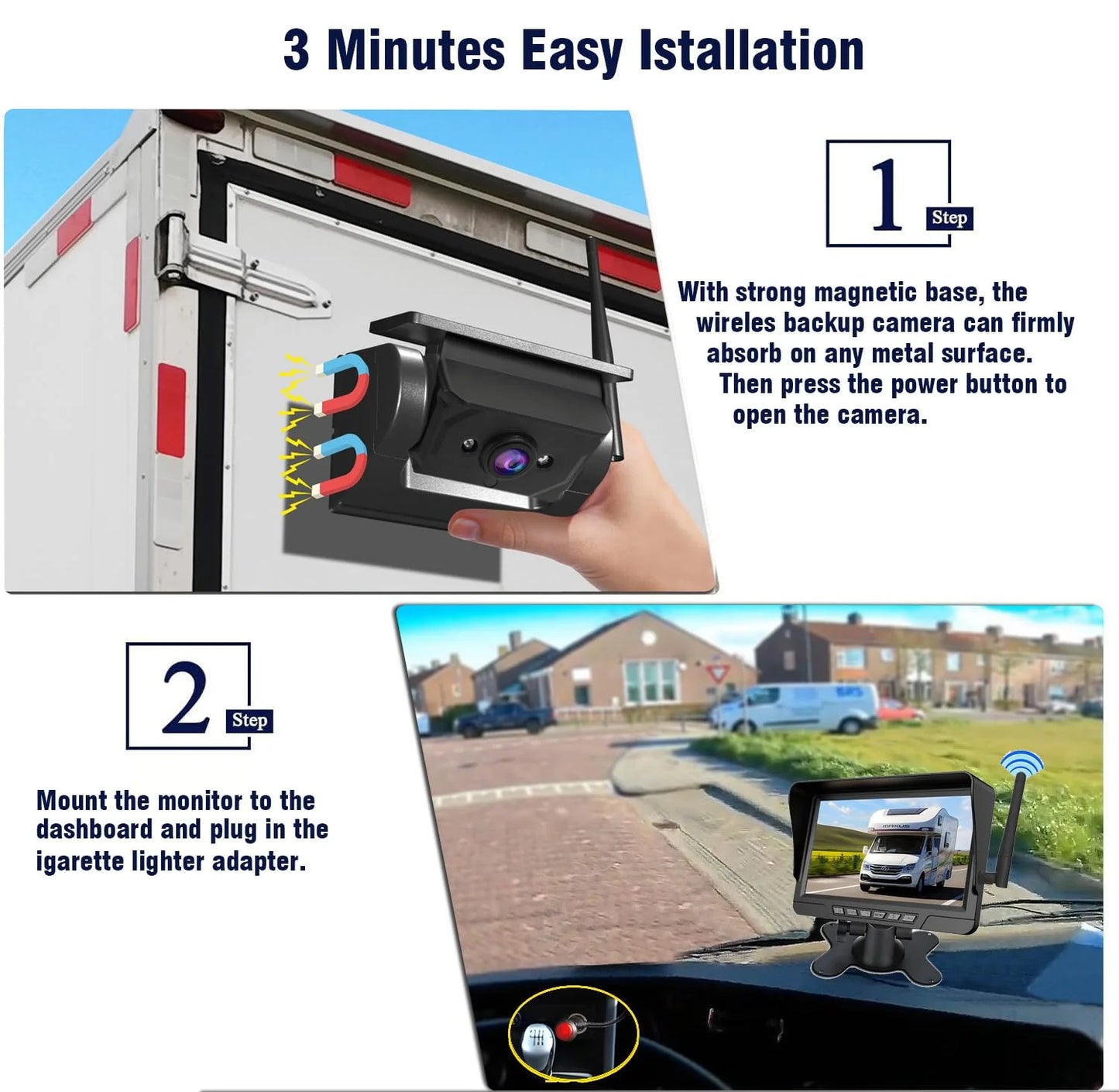 Oranwin Magnetic Solar Wireless Backup Camera