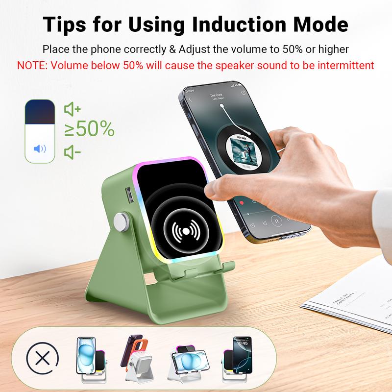 Oranwin 5-in-1 Induction Bluetooth Speaker Phone Stand