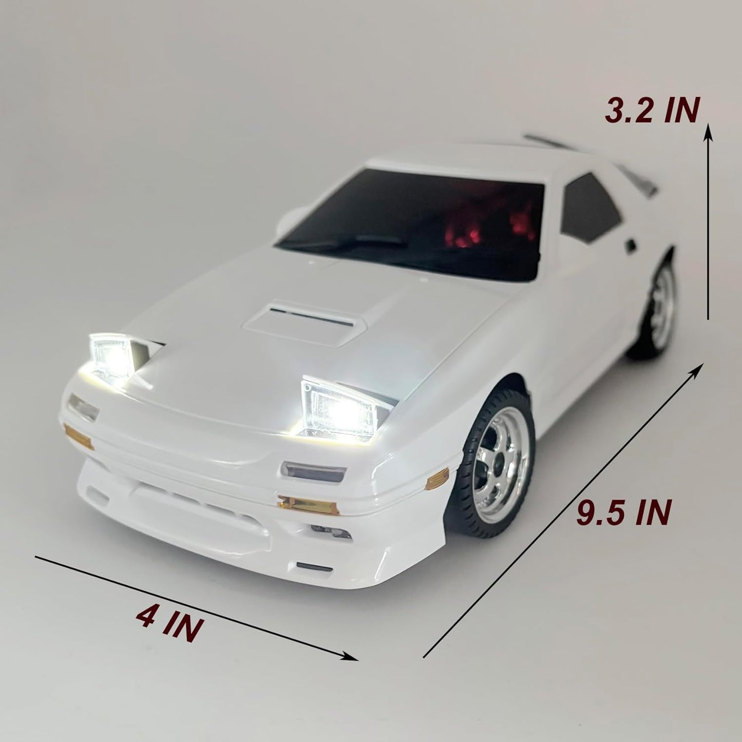 Oranwin LDRC LD1802 1:18 RX-7 FC RC Drift Car, RWD Gyro Drift Car with Metal Body, LED Lights, Full Proportional Control & Drift Tires
