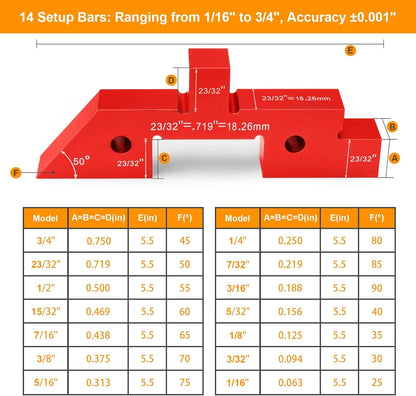 Oranwin 14-Piece Precision Aluminum Setup Blocks for Woodworking