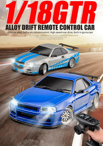 Oranwin LDRC LD1899 1/18 RC Drift Car GTR R34 2.4GHz RWD with Gyroscope on-Road Alloy Body Shell Racing Cars Radio Control