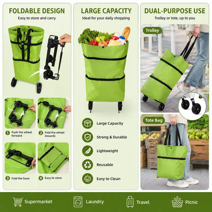 Oranwin Foldable Wheeled Shopping Trolley Bag