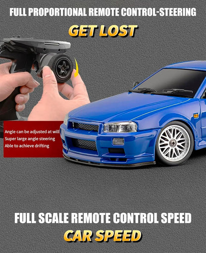 Oranwin LDRC LD1899 1/18 RC Drift Car GTR R34 2.4GHz RWD with Gyroscope on-Road Alloy Body Shell Racing Cars Radio Control