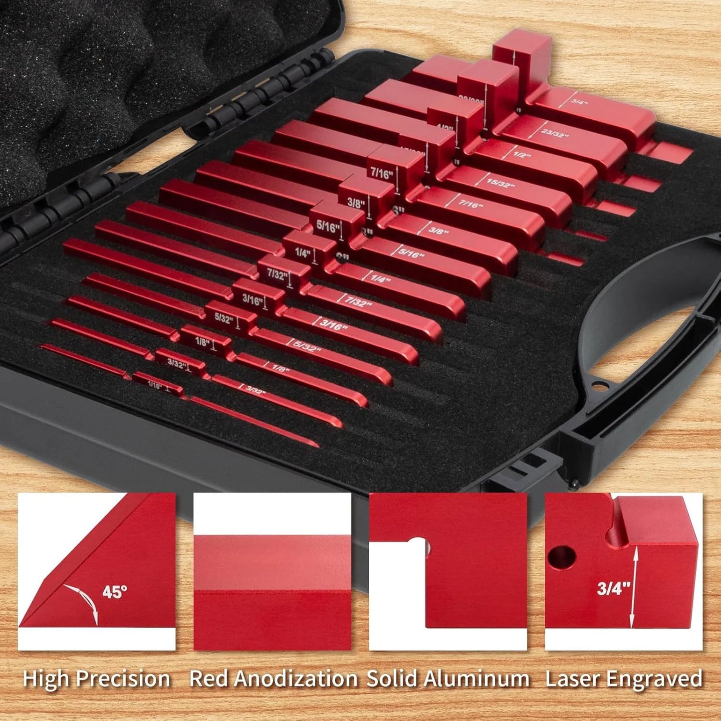 Oranwin 14-Piece Precision Aluminum Setup Blocks for Woodworking