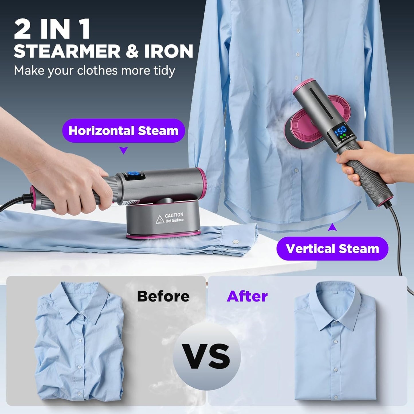 Oranwin 2-in-1 Portable Steam Iron & Garment Steamer
