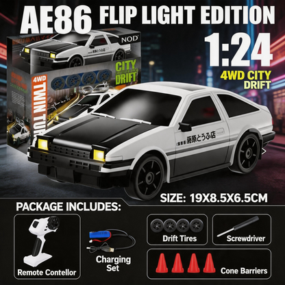 Oranwin 1:24 Scale AE86 Black Hood RC Drift Car with 2.4GHz Remote Control