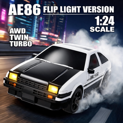 Oranwin 1:24 Scale AE86 Black Hood RC Drift Car with 2.4GHz Remote Control