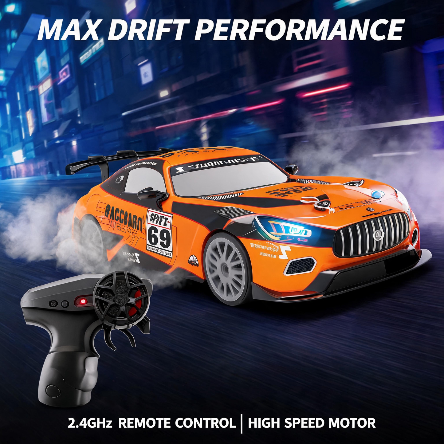 Oranwin 1:24 Scale GT RC Drift Stunt Car with 2.4GHz Remote Control