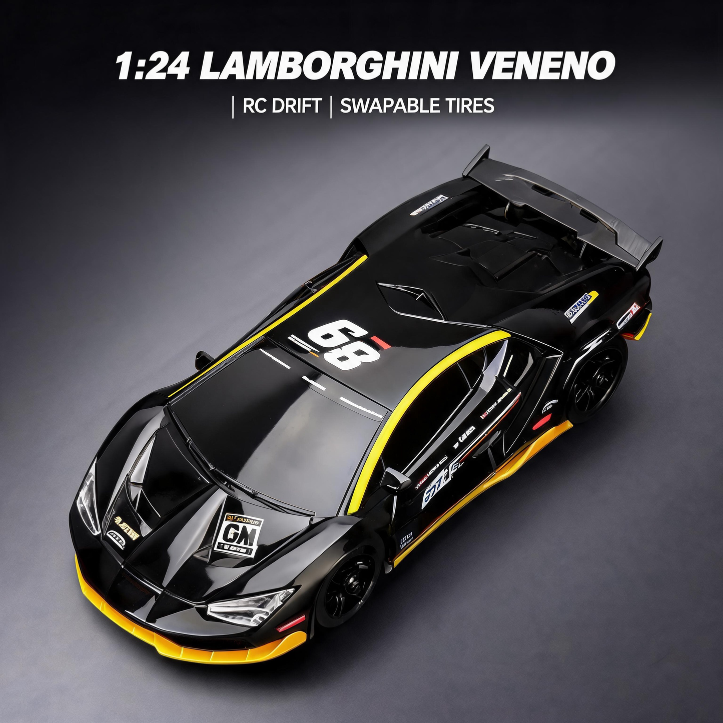 Oranwin 1:24 Scale Lamborghini Veneno RC Drift Car - Black Edition
