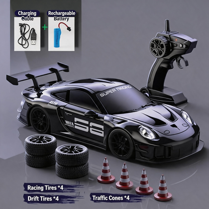 Oranwin 1:20 911 Style 4WD RC Drift Car with LED Lights & Interchangeable Tires