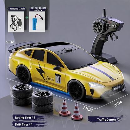 Oranwin 1:24 SU7 Style RC Drift Car with LED Lights & Interchangeable Tires