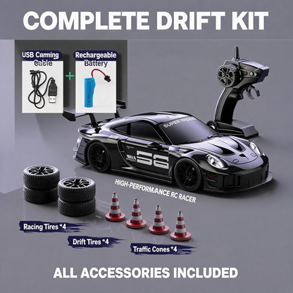 Oranwin 1:20 911 Style 4WD RC Drift Car with LED Lights & Interchangeable Tires