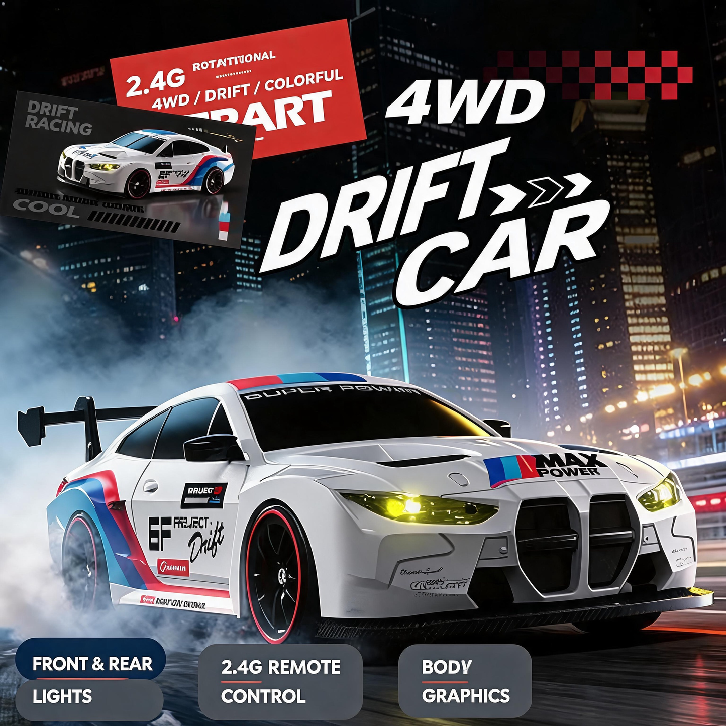 Oranwin 1:24 Scale BMW GT3 Style 4WD RC Drift Racing Car