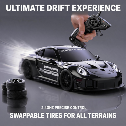 Oranwin 1:20 911 Style 4WD RC Drift Car with LED Lights & Interchangeable Tires