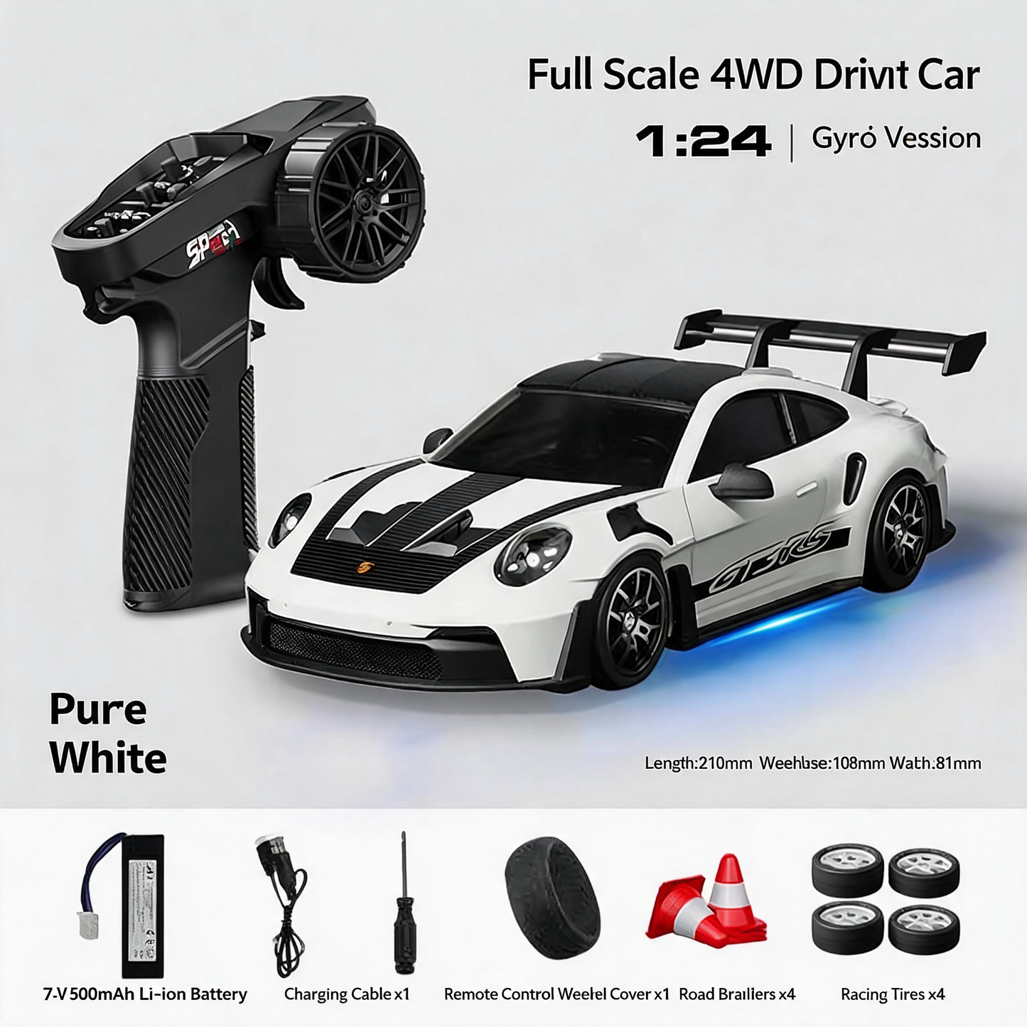 Oranwin 1:24 4WD Gyro RC Drift Car – GT3 RS Style