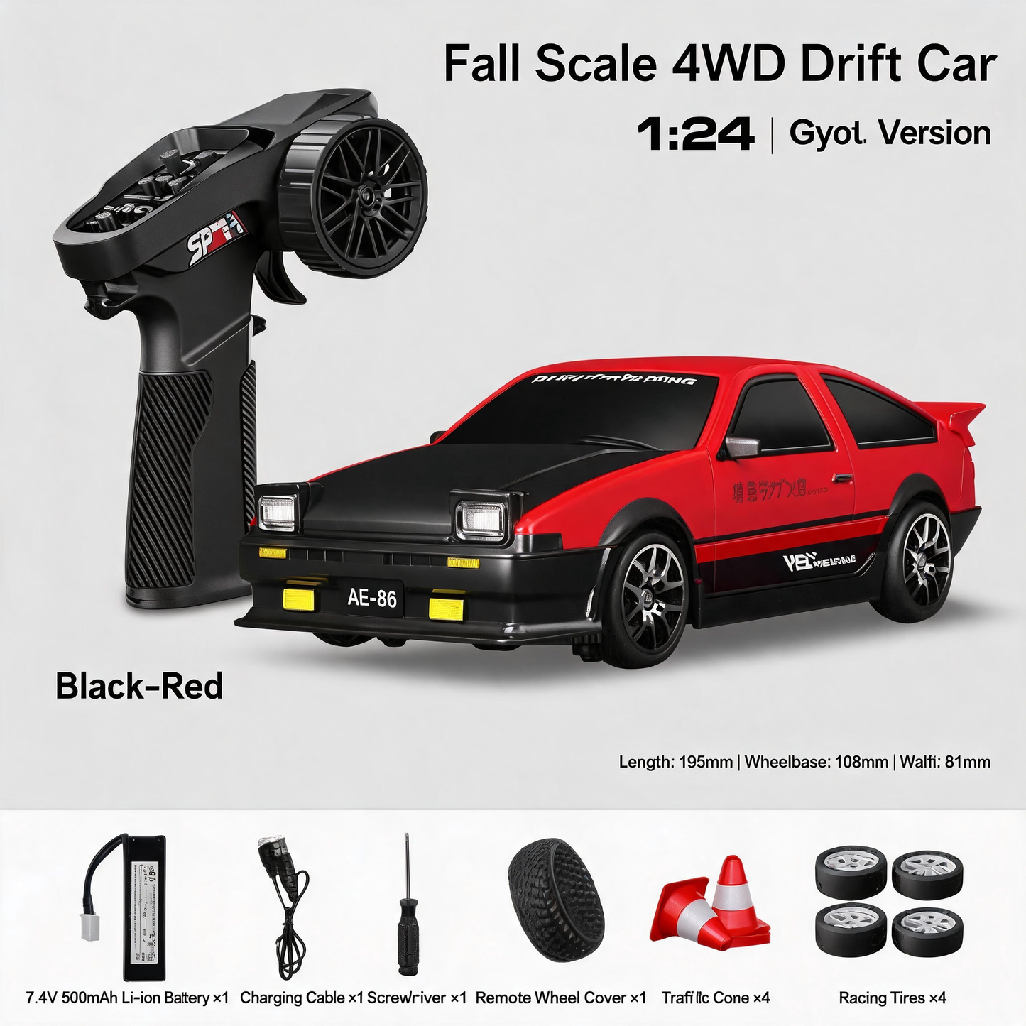 Oranwin 1:24 4WD Full-Proportional RC Drift Car – AE86 Style