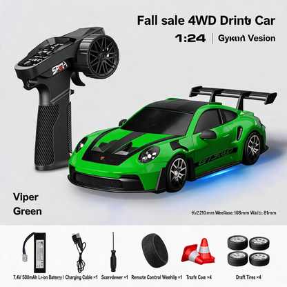 Oranwin 1:24 4WD Gyro RC Drift Car – GT3 RS Style