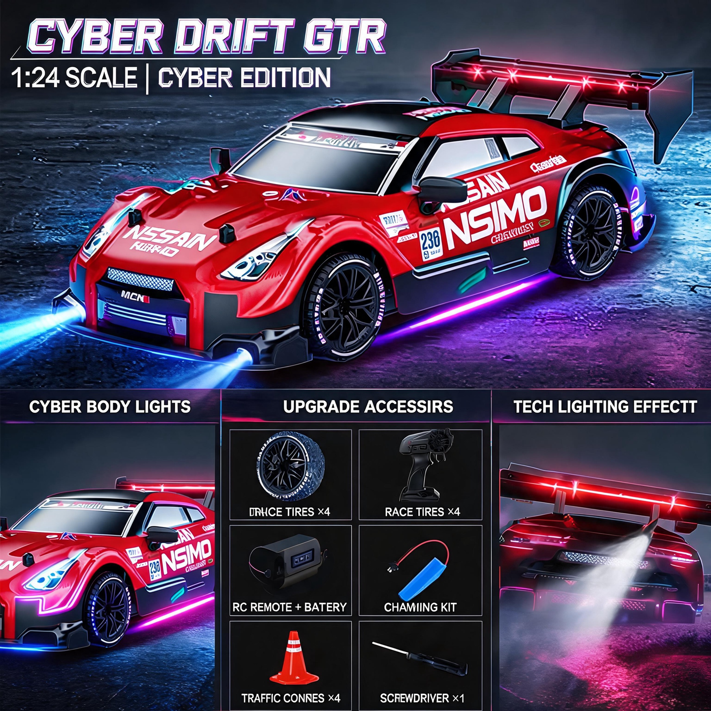 Oranwin 87005A red RC drift car complete kit