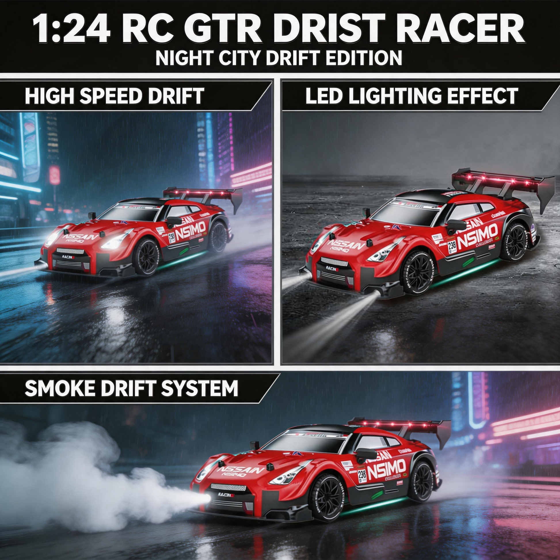 Oranwin 87005A red RC drift car lighting and drift effects