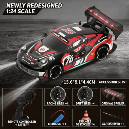 Oranwin 1:24 4WD RC drift car in black with accessories